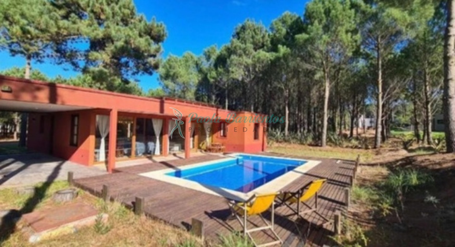 Alquilo casa estilo campo en Pinamar Fragata Libertad con vista a la Isla del Golf y piscina