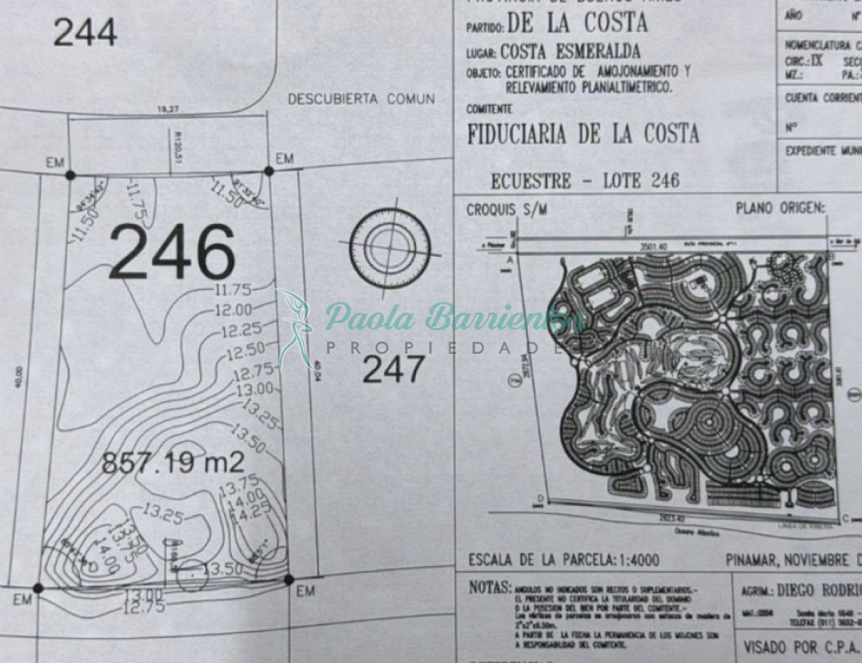 Vendo Lote en Costa Esmeralda Ecuestre 246
